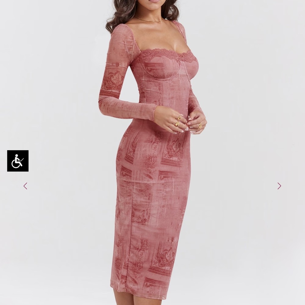 House of CB Seraphina Pink Print Corset Dress